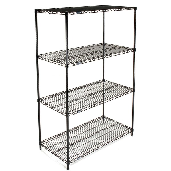 Nexel Wire Shelving, Black Epoxy, 42W X 24D X 63H 24426B - main